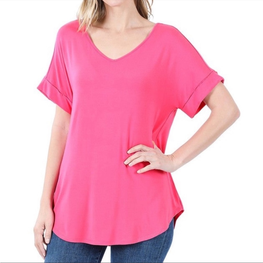 Stretchy Rayon tee - pink